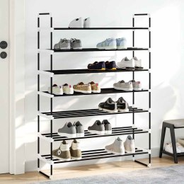 STOJAK NA BUTY Z 7 PÓŁKAMI METAL I PLASTIK CZARNY