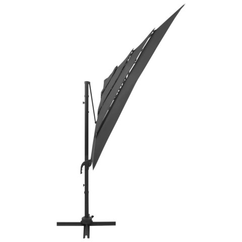 4-POZIOMOWY PARASOL NA ALUMINIOWYM SŁUPKU ANTRACYT 250X250CM