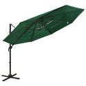 4-POZIOMOWY PARASOL NA ALUMINIOWYM SŁUPKU ZIELONY 3X3M