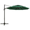 4-POZIOMOWY PARASOL NA ALUMINIOWYM SŁUPKU ZIELONY 3X3M