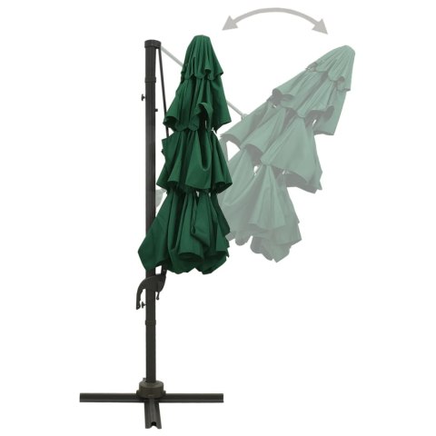4-POZIOMOWY PARASOL NA ALUMINIOWYM SŁUPKU ZIELONY 3X3M
