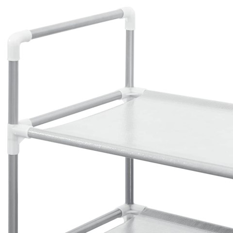 STOJAK NA BUTY Z 10 PÓŁKAMI METAL I WŁÓKNINA SREBRNY