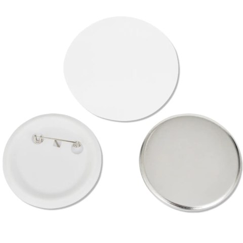 PRZYPINKI 500 SZT. 44 MM ZESTAW DO PRAS DO PRZYPINEK PLASTIKOWY TYŁ METAL