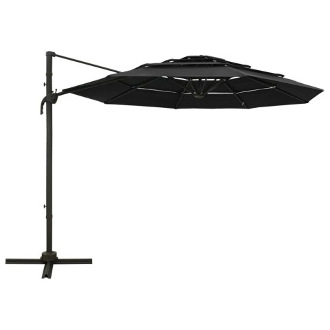 4-POZIOMOWY PARASOL NA ALUMINIOWYM SŁUPKU CZARNY 3X3M