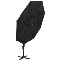 4-POZIOMOWY PARASOL NA ALUMINIOWYM SŁUPKU CZARNY 3X3M