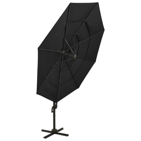 4-POZIOMOWY PARASOL NA ALUMINIOWYM SŁUPKU CZARNY 3X3M
