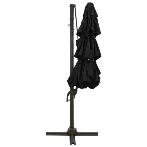 4-POZIOMOWY PARASOL NA ALUMINIOWYM SŁUPKU CZARNY 3X3M