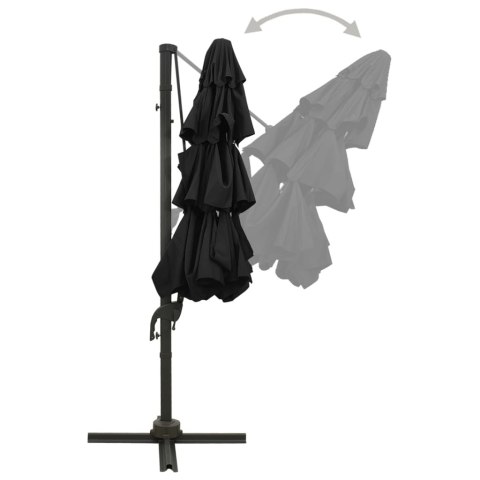 4-POZIOMOWY PARASOL NA ALUMINIOWYM SŁUPKU CZARNY 3X3M