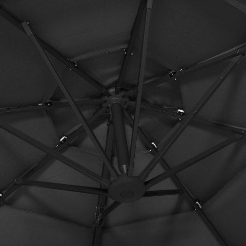 4-POZIOMOWY PARASOL NA ALUMINIOWYM SŁUPKU CZARNY 3X3M