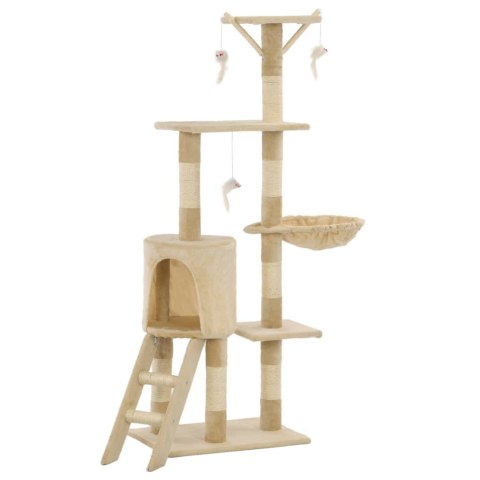 DRAPAK DLA KOTA Z SIZALOWYMI SŁUPKAMI 138CM BEŻOWY