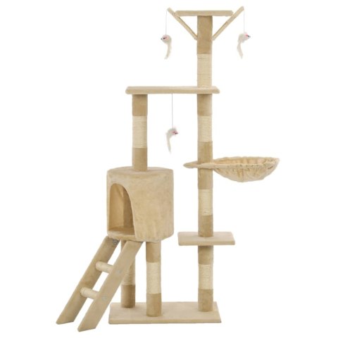 DRAPAK DLA KOTA Z SIZALOWYMI SŁUPKAMI 138CM BEŻOWY