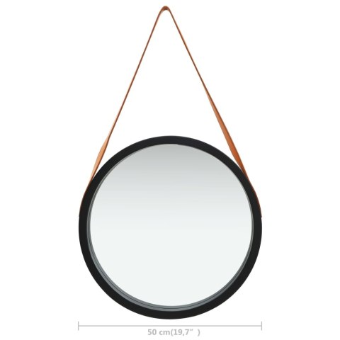 LUSTRO ŚCIENNE NA PASKU 50CM CZARNE