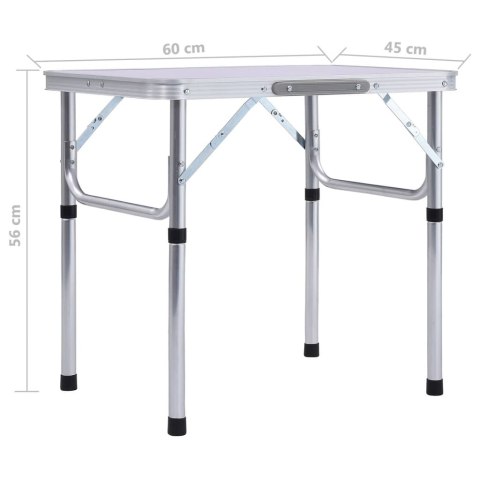 SKŁADANY STOLIK TURYSTYCZNY BIAŁY ALUMINIOWY 60X45CM