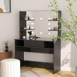 STOLIK DO MAKIJAŻU Z LED 100X40X135CM MDF LŚNIĄCY CZARNY