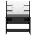 STOLIK DO MAKIJAŻU Z LED 100X40X135CM MDF LŚNIĄCY CZARNY