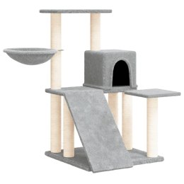 DRAPAK DLA KOTA Z SIZALOWYMI SŁUPKAMI JASNOSZARY 82CM