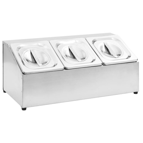 EKSPOZYTOR Z 3 POJEMNIKAMI GN 1/6 STAL NIERDZEWNA
