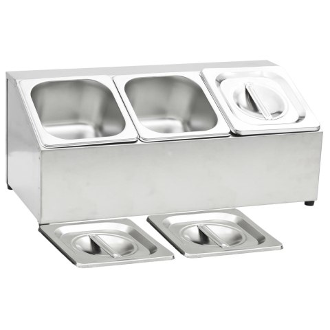 EKSPOZYTOR Z 3 POJEMNIKAMI GN 1/6 STAL NIERDZEWNA