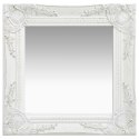 LUSTRO ŚCIENNE W STYLU BAROKOWYM 40X40CM BIAŁE