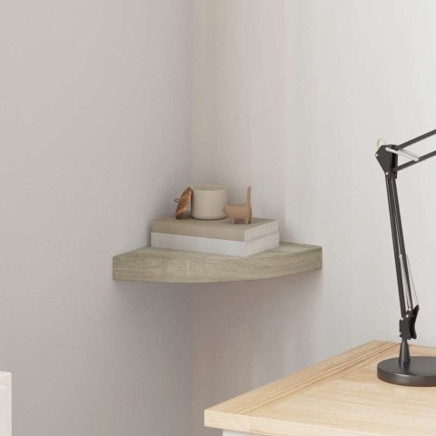 NAROŻNA PÓŁKA ŚCIENNA KOLOR DĘBOWY 25X25X3,8CM MDF