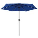 PARASOL OGRODOWY Z LED I ALUMINIOWYM SŁUPKIEM 270CM NIEBIESKI