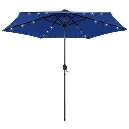 PARASOL OGRODOWY Z LED I ALUMINIOWYM SŁUPKIEM 270CM NIEBIESKI