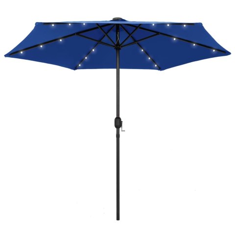 PARASOL OGRODOWY Z LED I ALUMINIOWYM SŁUPKIEM 270CM NIEBIESKI