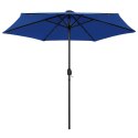 PARASOL OGRODOWY Z LED I ALUMINIOWYM SŁUPKIEM 270CM NIEBIESKI