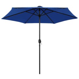 PARASOL OGRODOWY Z LED I ALUMINIOWYM SŁUPKIEM 270CM NIEBIESKI
