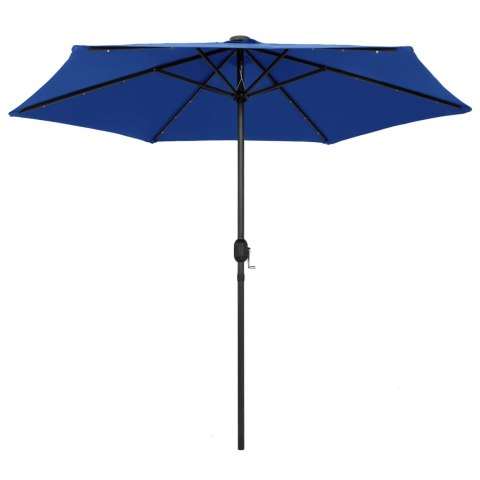 PARASOL OGRODOWY Z LED I ALUMINIOWYM SŁUPKIEM 270CM NIEBIESKI