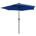 PARASOL OGRODOWY Z LED I ALUMINIOWYM SŁUPKIEM 270CM NIEBIESKI