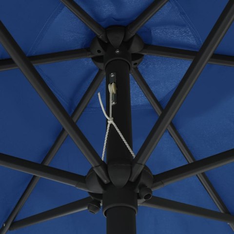 PARASOL OGRODOWY Z LED I ALUMINIOWYM SŁUPKIEM 270CM NIEBIESKI