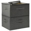 POJEMNIKI 2 SZT. TKANINA 43X34X23CM ANTRACYTOWE