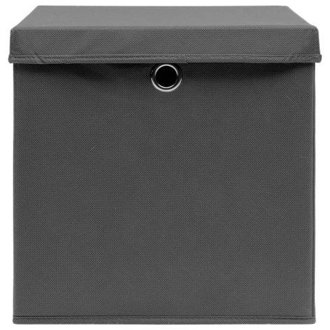 PUDEŁKA Z POKRYWAMI 10 SZT. SZARE 32X32X32CM TKANINA
