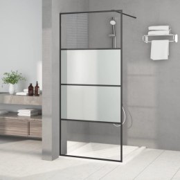 ŚCIANKA PRYSZNICOWA CZARNA 90X195CM PÓŁMROŻONE SZKŁO ESG