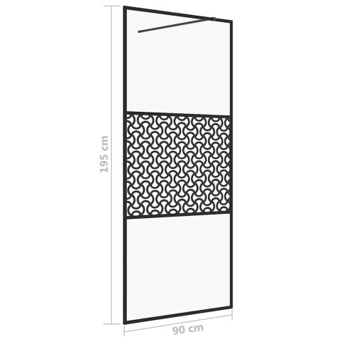ŚCIANKA PRYSZNICOWA PRZEZROCZYSTE SZKŁO ESG 90X195CM CZARNA