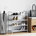STOJAK NA BUTY Z 4 PÓŁKAMI METAL I WŁÓKNINA SREBRNY
