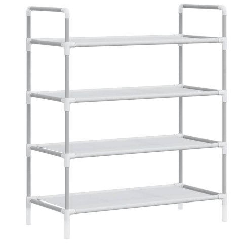 STOJAK NA BUTY Z 4 PÓŁKAMI METAL I WŁÓKNINA SREBRNY