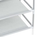 STOJAK NA BUTY Z 4 PÓŁKAMI METAL I WŁÓKNINA SREBRNY