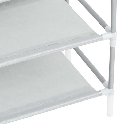 STOJAK NA BUTY Z 4 PÓŁKAMI METAL I WŁÓKNINA SREBRNY