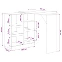 STOLIK BAROWY Z RUCHOMYM REGAŁEM BIAŁY 138X39X110CM
