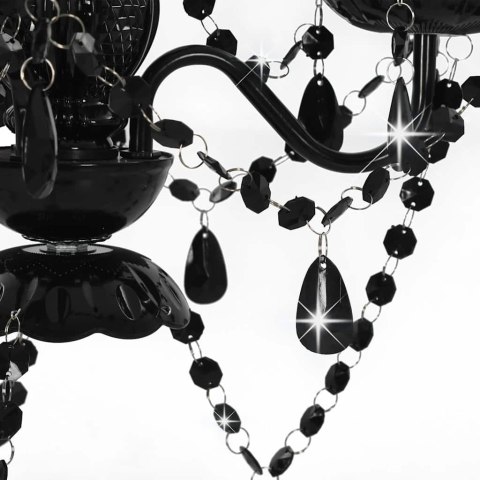 ŻYRANDOL Z KORALIKAMI CZARNY OKRĄGŁY 3 ŻARÓWKI E14