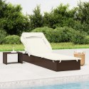 LEŻAK ZE SKŁADANYM DACHEM BRĄZOWY 213X63X97CM POLIRATTAN