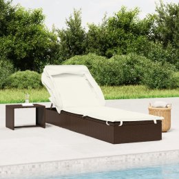 LEŻAK ZE SKŁADANYM DACHEM BRĄZOWY 213X63X97CM POLIRATTAN