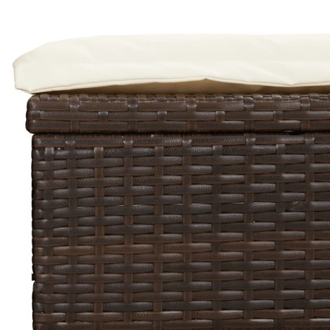 LEŻAK ZE SKŁADANYM DACHEM BRĄZOWY 213X63X97CM POLIRATTAN