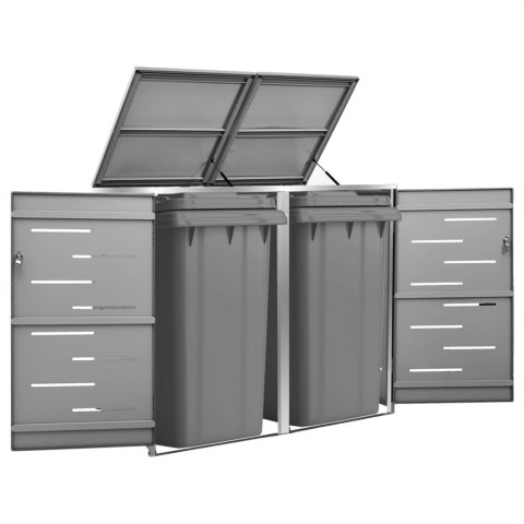 OSŁONA NA 2 KOSZE NA ŚMIECI 138X77,5X115CM STAL NIERDZEWNA