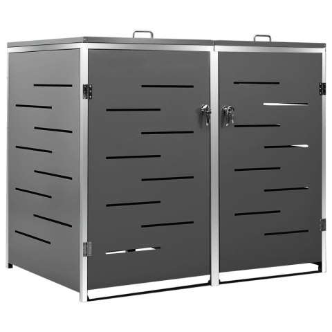 OSŁONA NA 2 KOSZE NA ŚMIECI 138X77,5X115CM STAL NIERDZEWNA