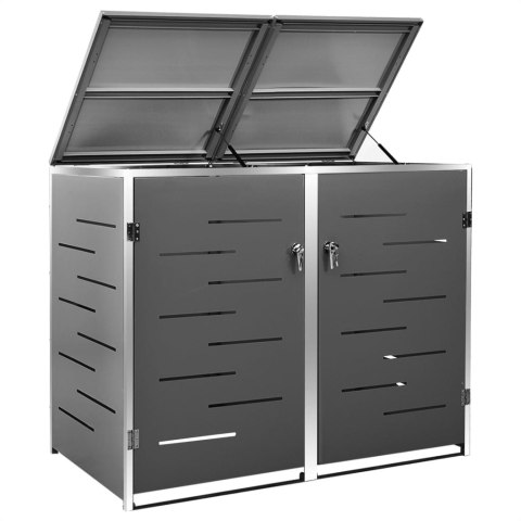 OSŁONA NA 2 KOSZE NA ŚMIECI 138X77,5X115CM STAL NIERDZEWNA