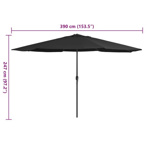 PARASOL OGRODOWY NA METALOWYM SŁUPKU 390CM CZARNY