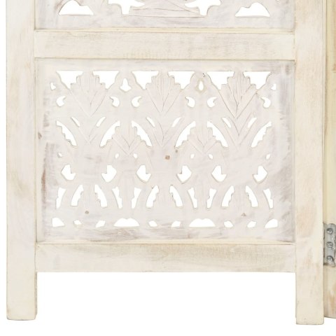 PARAWAN 3-PANELOWY RZEŹBIONY BIAŁY 120X165CM DREWNO MANGO